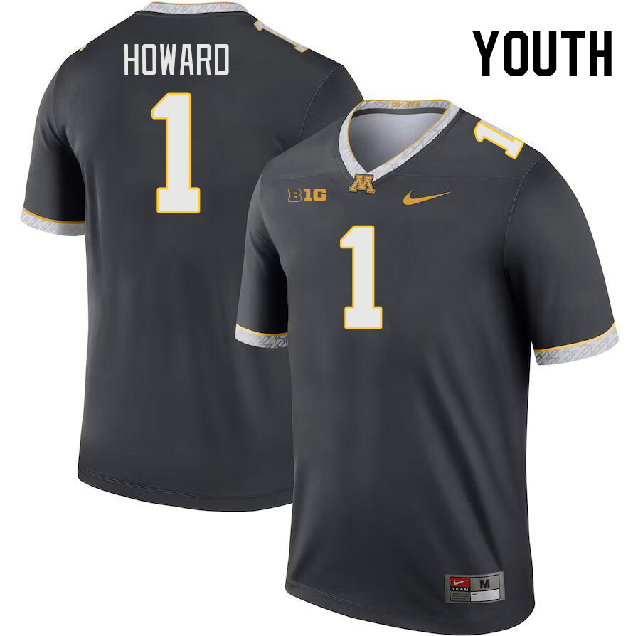 Youth #1 Jaxon Howard Minnesota Golden Gophers College Football Jerseys Stitched-Charcoal